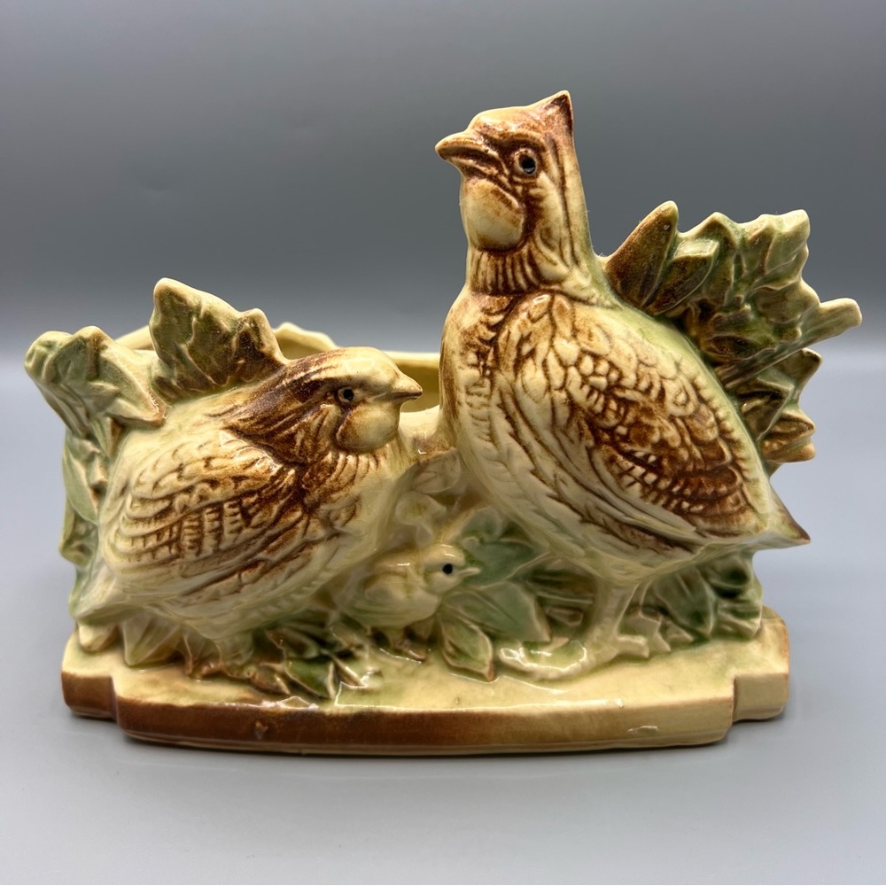 1955 Vintage McCoy Pottery Quail Planter Traditional  Colors signed USA